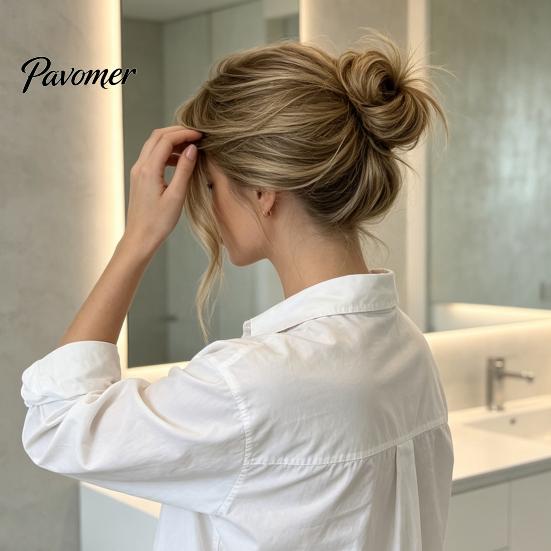 Natural Looking Bun Extension Women Hairpiece with Hair Tie, Straight Instant Volume Extension, Synthetic Updo Chignon Ponytail Scrunchies Scrunchie