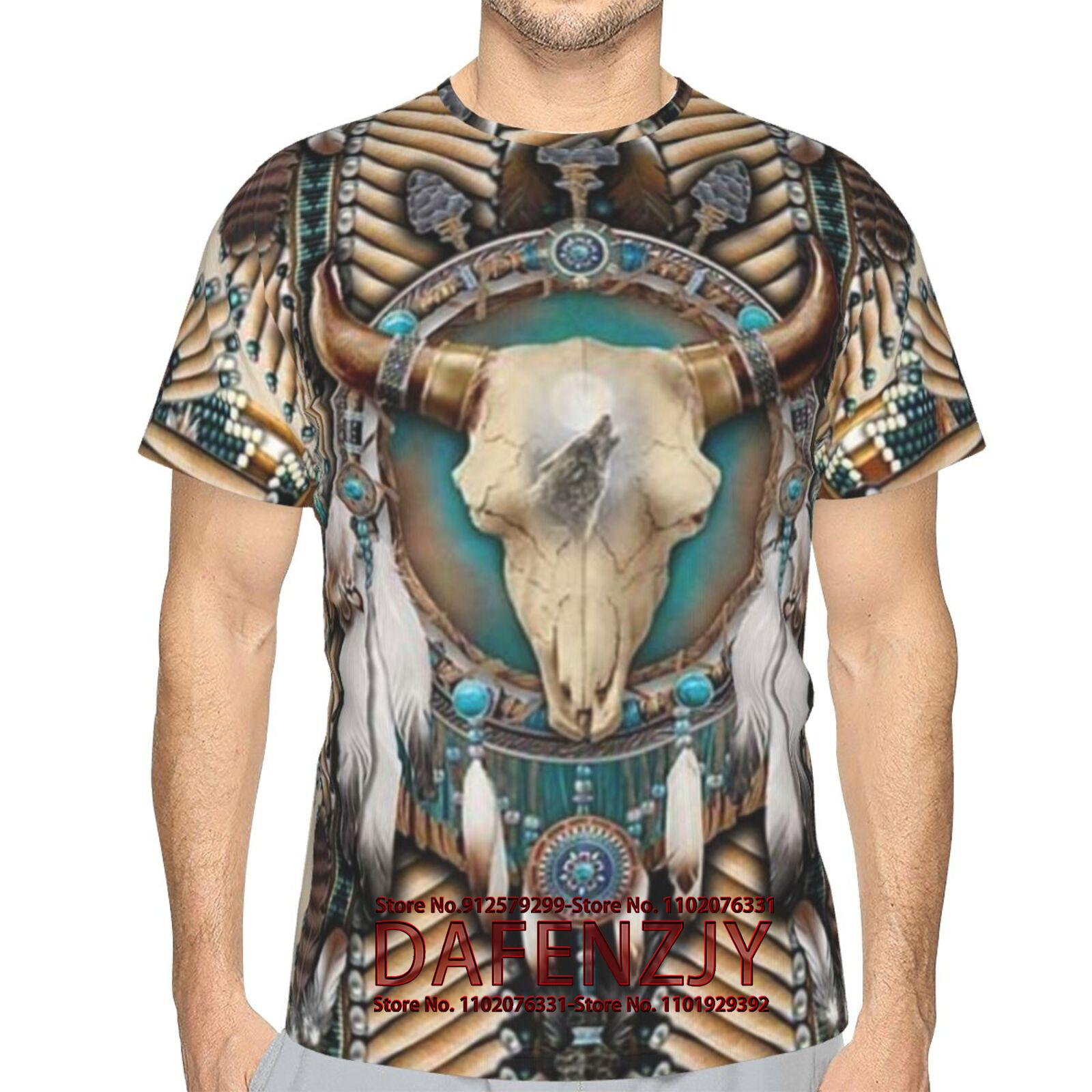 

Native Style Indian 3D Print Animal T-shirt For Men Summer Short Sleeve Tops Pullover 2024 Fashion Streetwear Men s Cool Clothes XXXL небо синє кольору