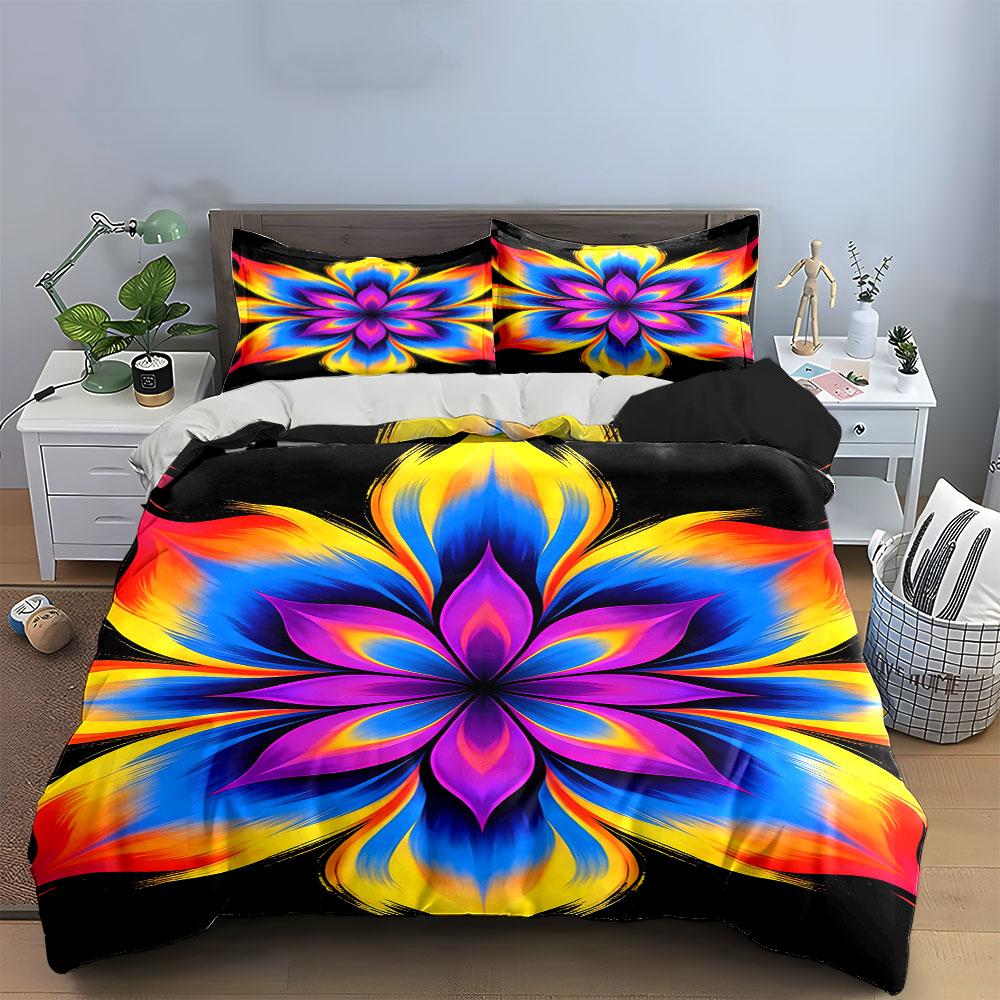 Vibrant multicolor floral motif. Bedding sets Duvet cover sets Duvet covers Pillowcases(1* Duvet Cover 2* Pillowcases without duvet insert)