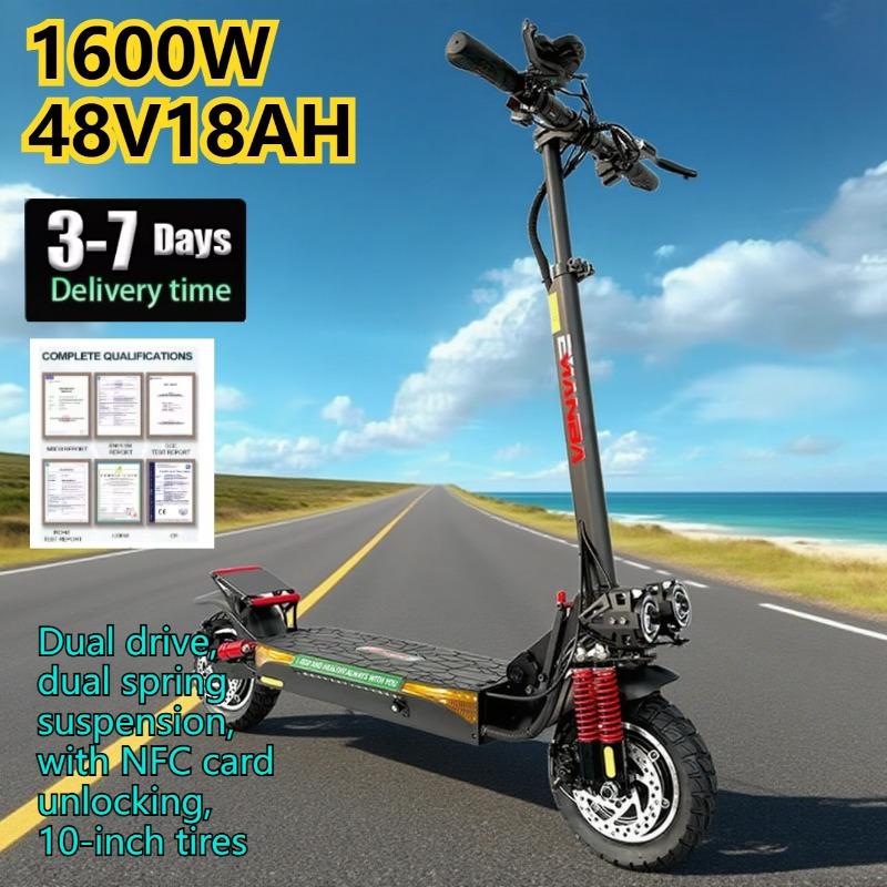E-Scooters X4 1600W Dual Motor 48V18AH Battery Double Braking Fold Scooters Electric 10-Inch Tire Off-road Electric Scooter NFC