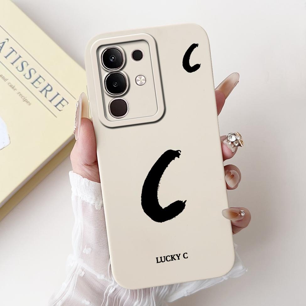 For Vivo Y29 4G V2434 Cover For Vivo Y29 4G Case Simple Fashion Letters A-Z Pattern Design Silicone Shockproof Bumper