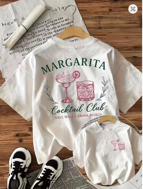 Margarita Cocktail Club Unisexs Tee Save Water Drink Margs Graphic Casual White Top S