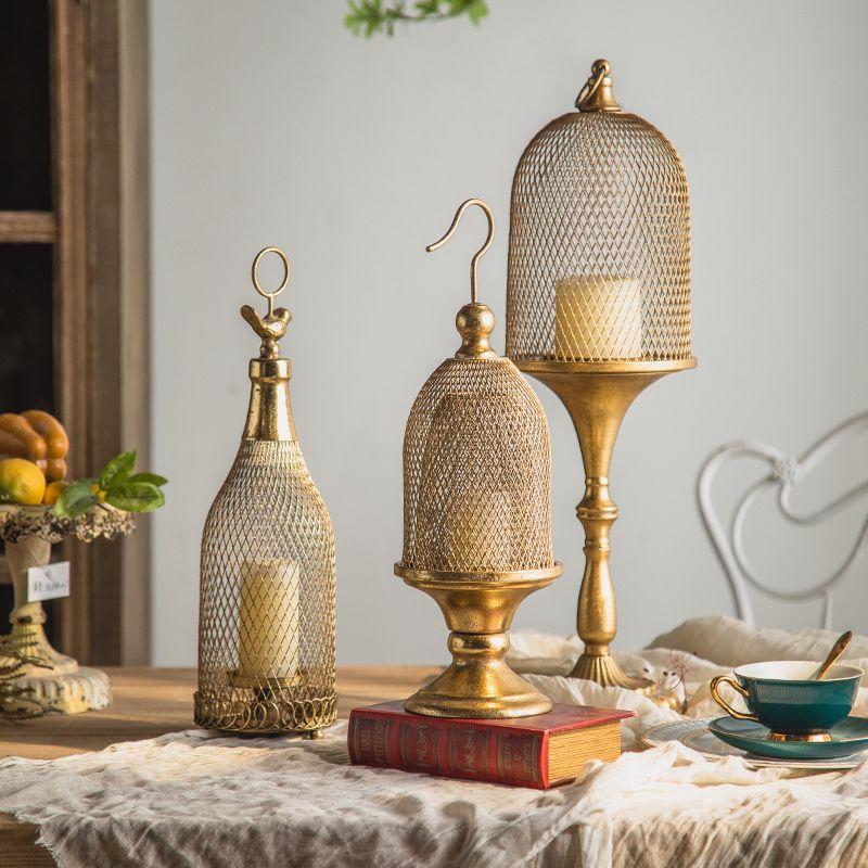BEPAN Retro European Candlestick Iron Art Golden Homestay Light Luxury Candlestick Terrace Restaurant Romantic Decoration Ornament