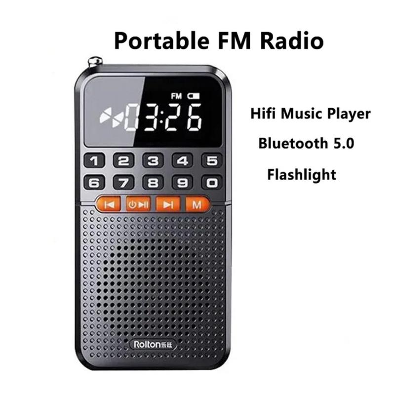 

T1 Портативное FM-радио с простой настройкой карманного радио, самое долговечное ретро-радио с телескопическим чёрный