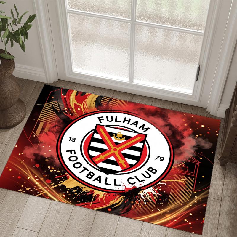 Fulham Football Design Crystal Velvet Carpet Cozy Non?Slip Printed Rug For Bedroom Living Room Entrance