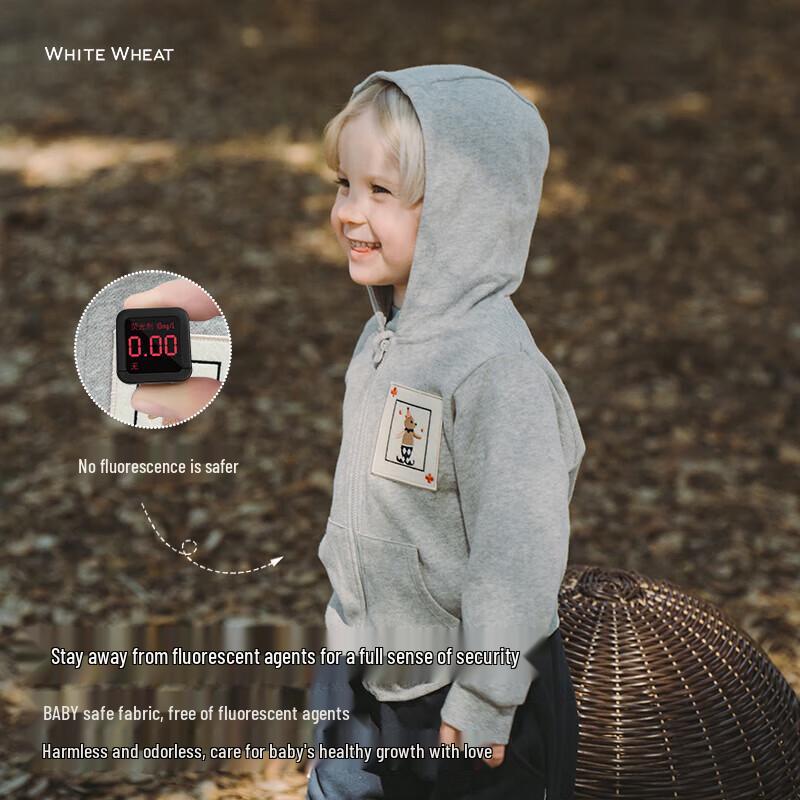 White Wheat Toddler Cotton Spring/Autumn Hooded Jacket