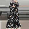 Spot Cross-Border New Printed Middle Eastern Muslim Malay Long Sleeve Round Neck Dress