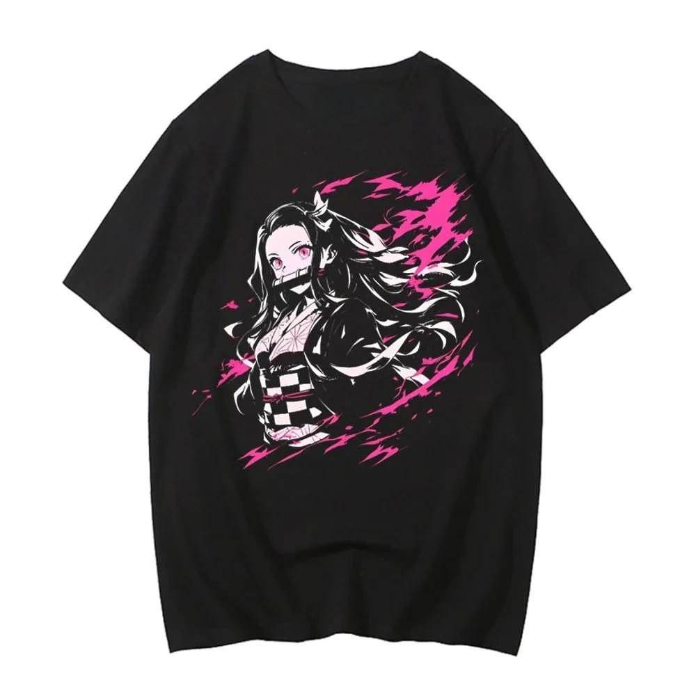 Japan Anime Demon Slayer Graphic Print T-shirt Men Women Loose Casual Oversized Cotton Comfortable Soft Top Streetwear Harajuku Fashion Summer New Tee