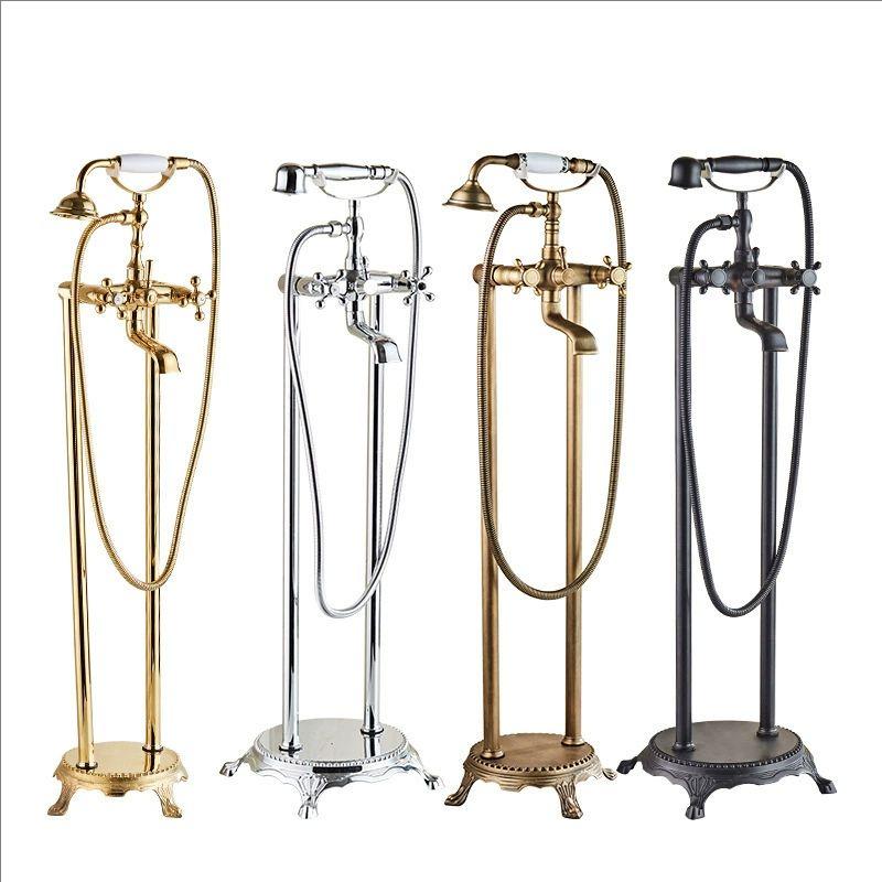 Brass Floor Standing Bathtub Shower Faucet Swivel Spout Bathroom shower faucet Mixers Taps Standing Bathtub Faucet