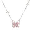 IF ME Simple Butterfly Silver Necklace for Women Chain Pink Crystal Choker Accessories Jewelry