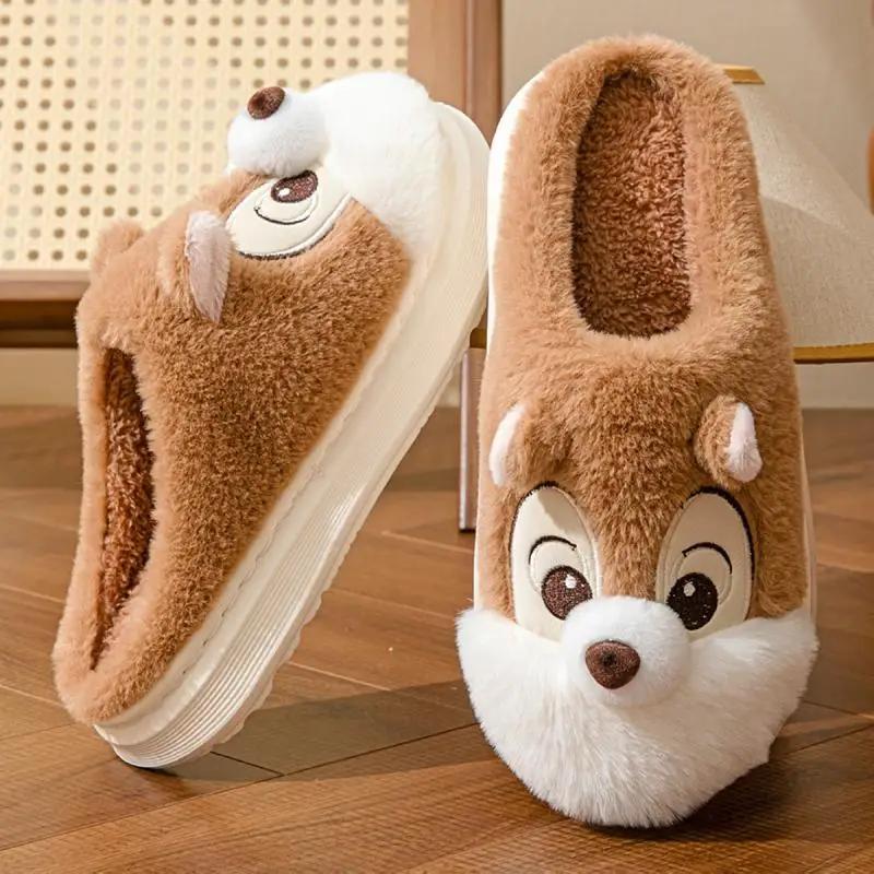 Fashion Casual Fluffy Slippers Women House Flats Fashion Cartoon Designer Shoes Girls Cute Home Plush Warm Winter Footwear Large Size