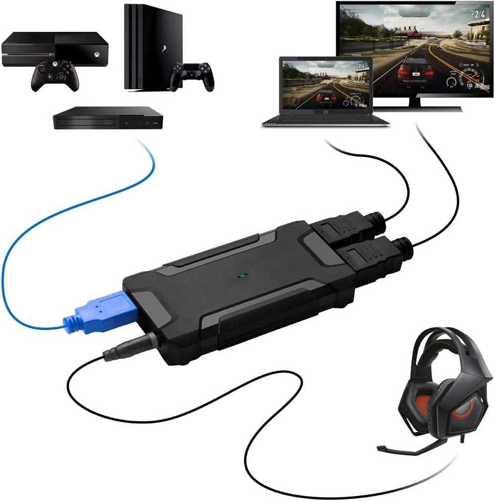 HD Game Capture USB HDMI Game Capture Card with Converter and Microphone Input for Remote Video Conferencing Data Collection HDCAP07 - 3.0