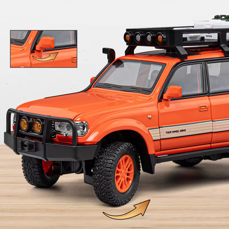 New 1:24 Toyota Land Cruiser LC80 Alloy Car Model Die-cast Metal Toy Off-road Vehicle Car Model Simulation Sound and  Light Children's Gift