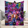K-pop Fashion Fusion Blanket Soft Warm Cozy Perfect for Couch Bedding Livingroom All-Season Use Playful Design Perfect Gift for Relatives and Friends