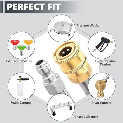 1Pcs High Pressure Washer Extension Wand Stainless Steel Straight Spray Lance Rod 40cm With 1/4" Quick Connect