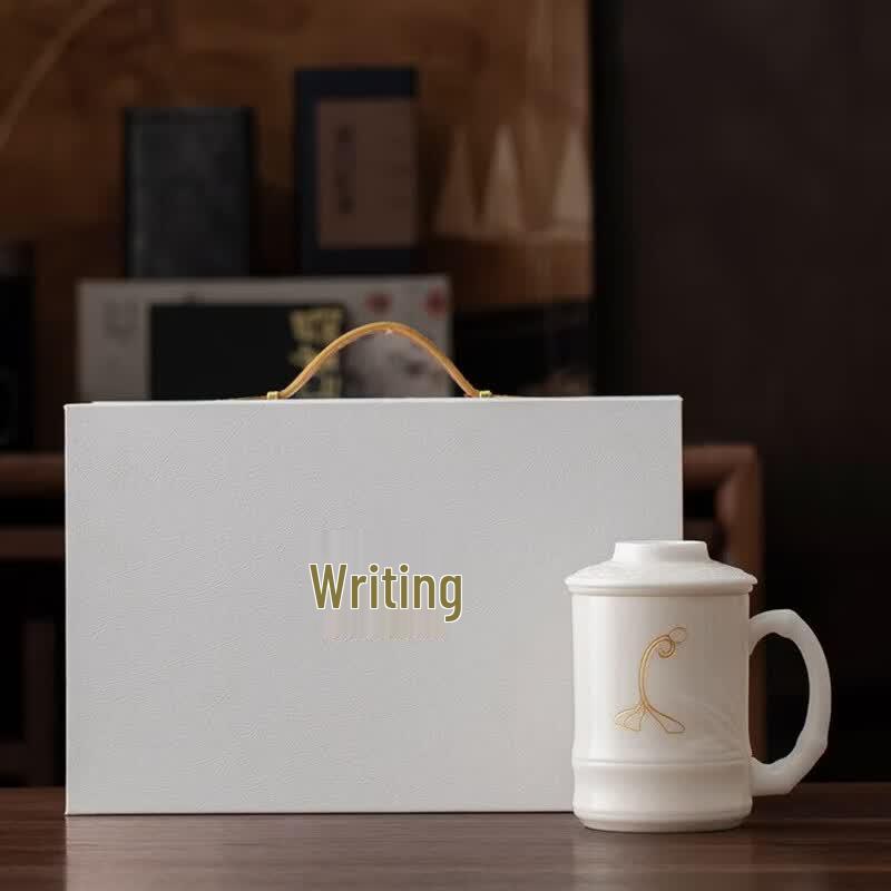 Wenmo WMXY15 Ice-Jade White Porcelain Office Cup Gift Set