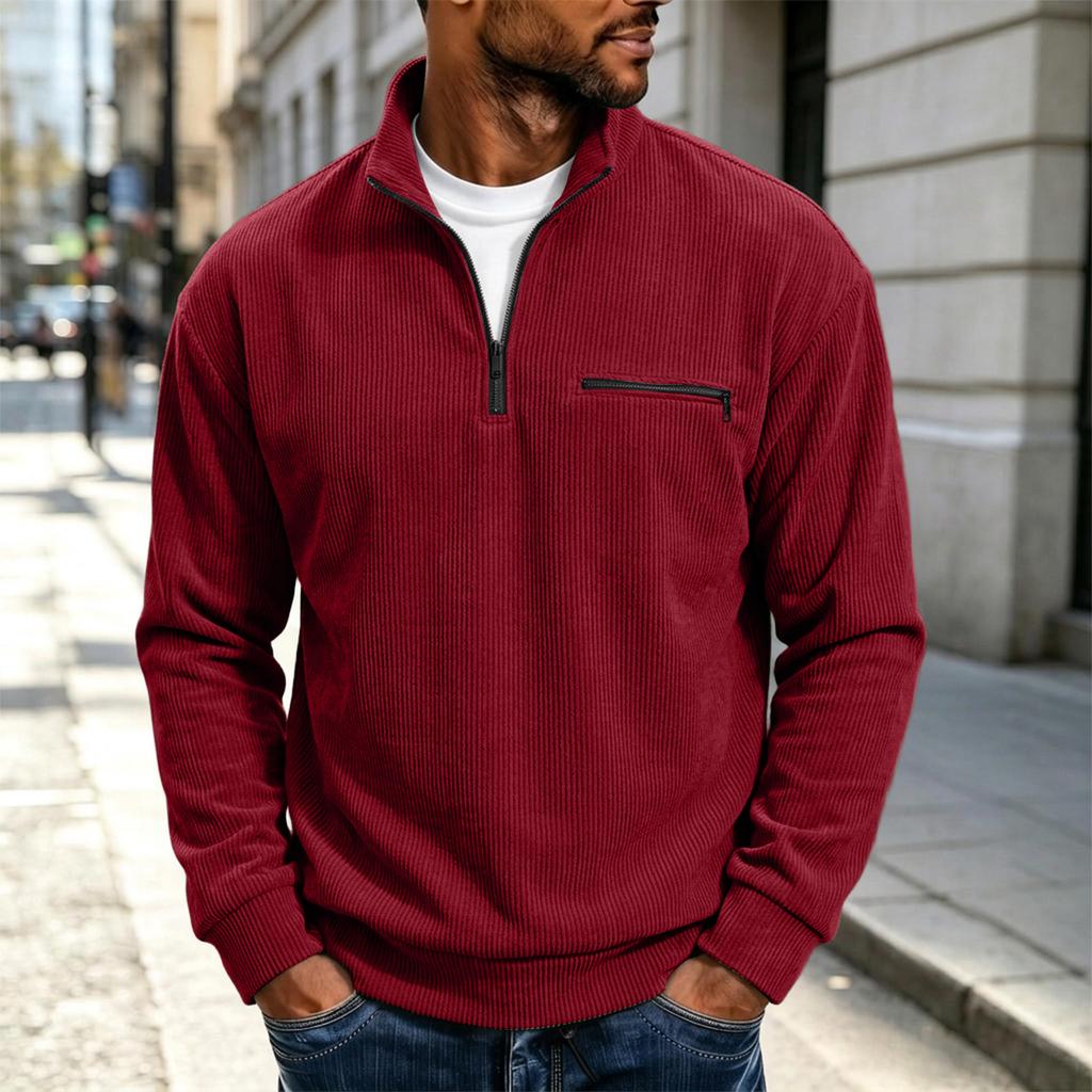 Men's Corduroy Long Sleeve Sweatshirt Pullover for Casual Wear