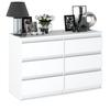 White Chest of Drawers with 6 Drawers 100 CM TV Cabinet Living Room Furniture Sideboard Wardrobe