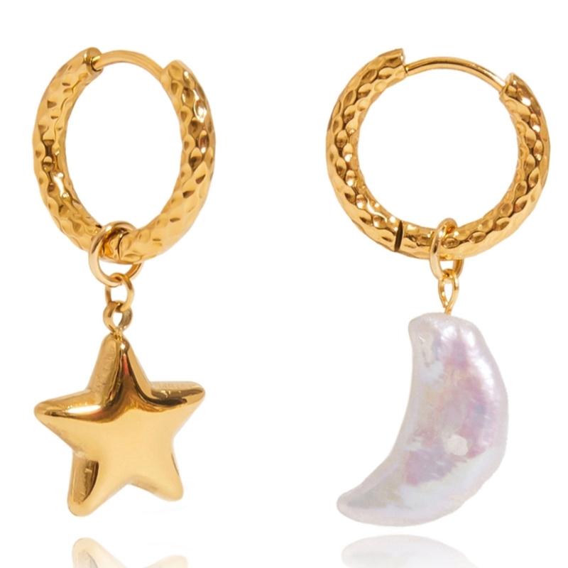 Minimalist Inspired Dangle Earrings Stainless Steel Irregular Shape Faux Detailing Elegant Design 1