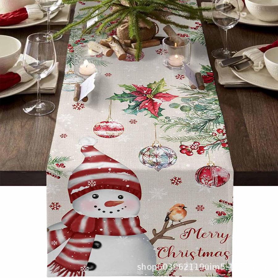Christmas Table Runner with Santa and Tree Design