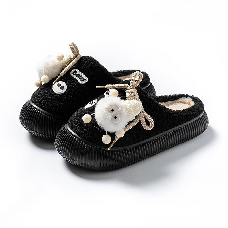 

Осенне-зимние хлопковые тапочки простые и легкие на толстой подошве с ворсом теплые домашние тапочки для пары пушистые тапочки size 40-41 [shoes are 1-2 sizes smaller]