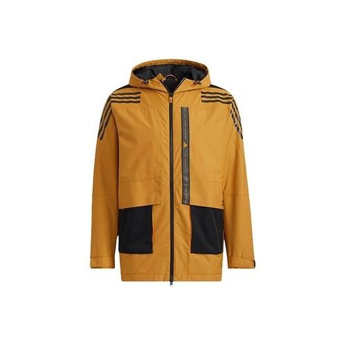 adidas Color-Block Sports Casual Fleece-Lined Hooded Jacket for Men, Wheat Brown S пшеничный/коричневый