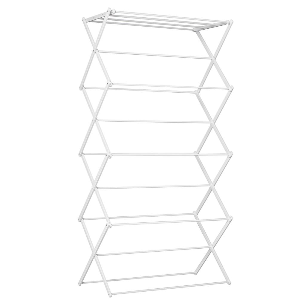 Foldable Clothes Airer 8-Tier Drying Rack, Tower Dryer, Tower Clothes Airer, Drying Stand, Metal Plastic White 74 X 35 X 144 Cm