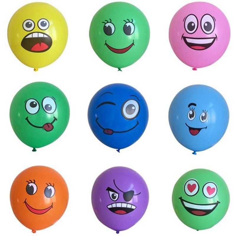 20pcslot Printed Cute Big Eyes Smiley Latex Balloons Happy Birthday Party