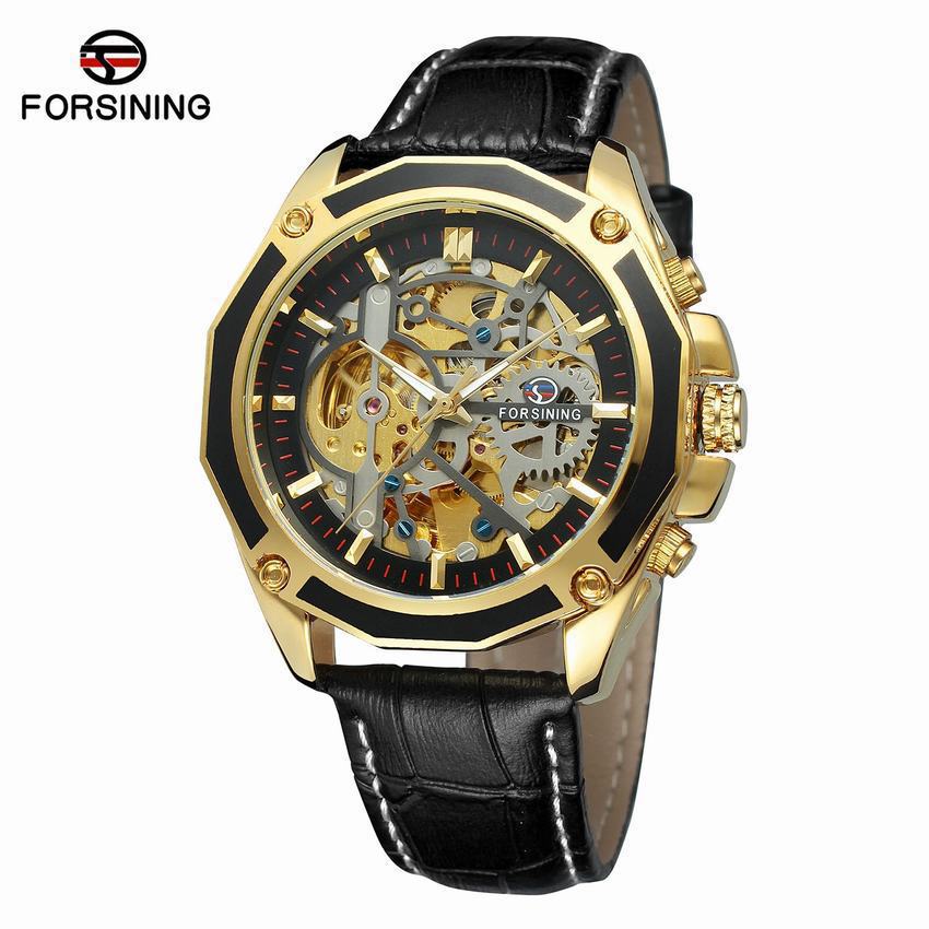 Orologio Meccanico Automatico Forsining Cinturino in Acciaio Vuoto Luminoso Orologio da Uomo Moda Orologio Meccanico