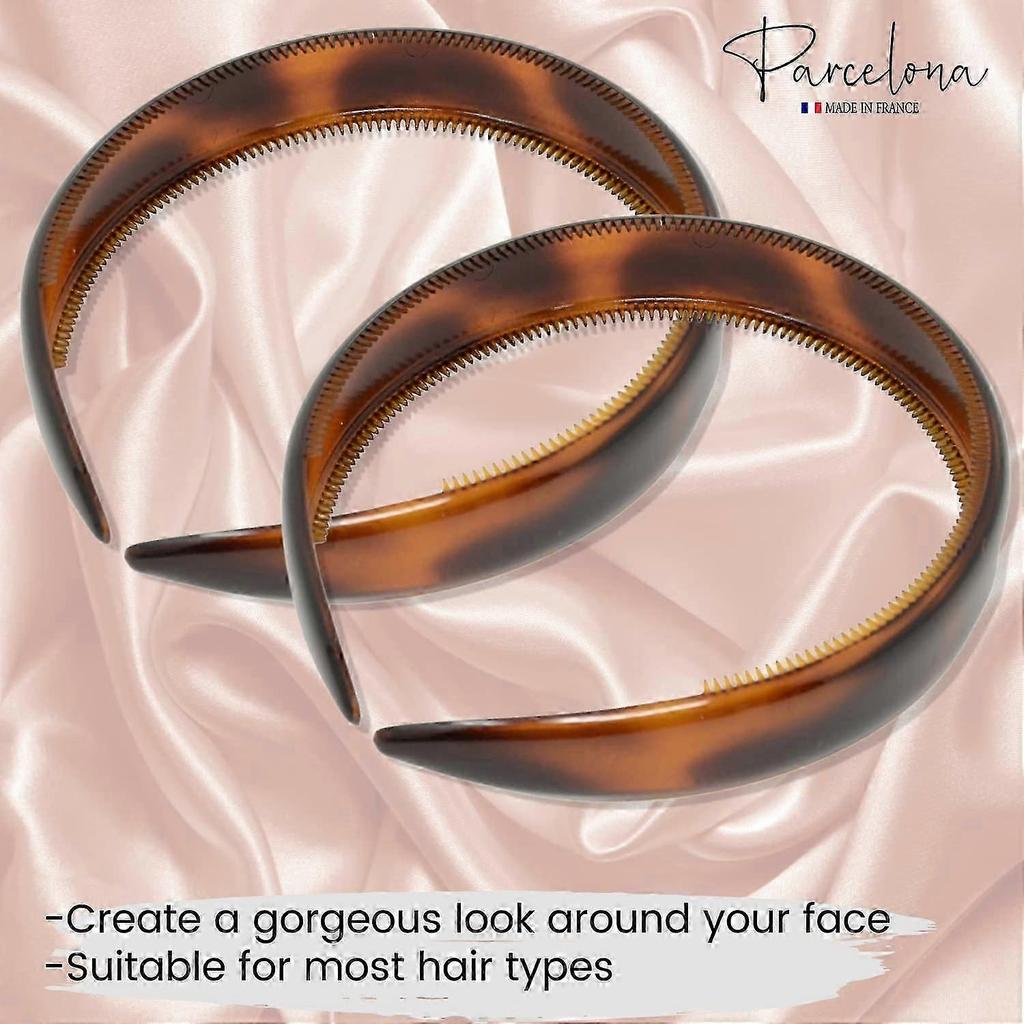 Women's Classic Hair Headbands, 3/4 Inch Wide, Non-Slip Grip, Durable Cellulose Material, Set of 2, Elegant Design for Everyday Use