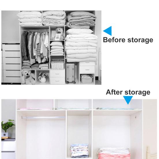 Vakuum Organizer Bag Dobbel Glidelås Forsegling Støvtett plast Kompresjonspute Klær Plassbesparende veske Hjemmeutstyr