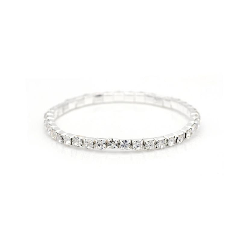 Exaggerated Multi-row Shiny Diamond Elastic Bracelet for Women