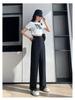 Women's High Waist Wide Leg White Suit Pants - Spring/Autumn Thin Style, Straight Loose Fit with Elegant Drape, Trendy and Versatile.