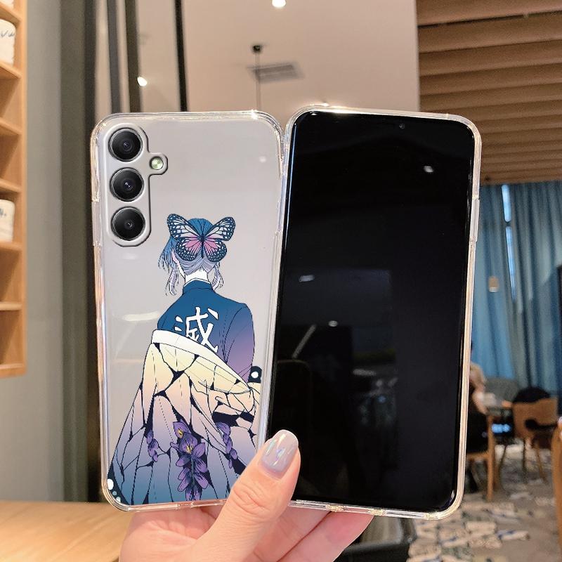 Anime Cartoon Patterned Soft Transparent Silicone Case For Samsung A55 M35 S24 Xiaomi Redmi Note 13 Poco C65 iPhone Camera Shockproof Protective Cover