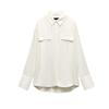 Fall and Winter New Women's Clothing Fashion Style Loose Lapels Pocket Silk Satin Texture Long Sleeves Shirt 8987213