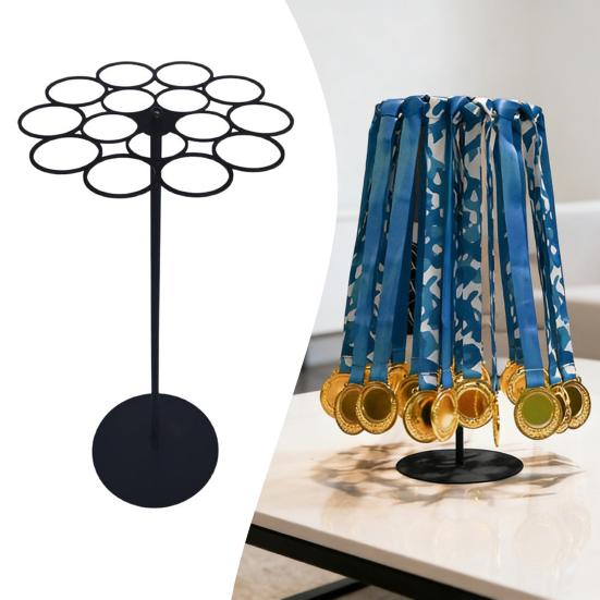 Rotating Medal Display Stand Wall Safety Medal Hanger No Drilling 360 Degrees Spin Holds 45+ Medals Heavy-Duty Metal Base Awards Display Holder