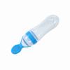 90mL Silicone Baby Toddler Feeding Bottle with Spoon Fresh Food Cereal Squeeze Feeder (Blue)