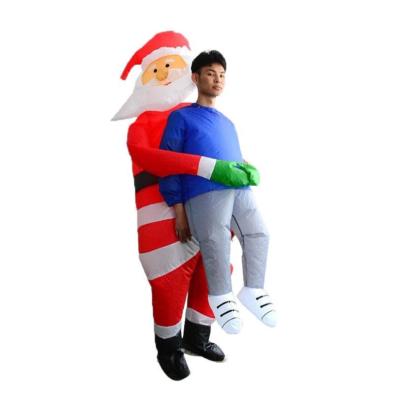 Inflatable Christmas Reindeer Riding Dinosaur Costume - Funny Holiday Party Santa Claus Hug