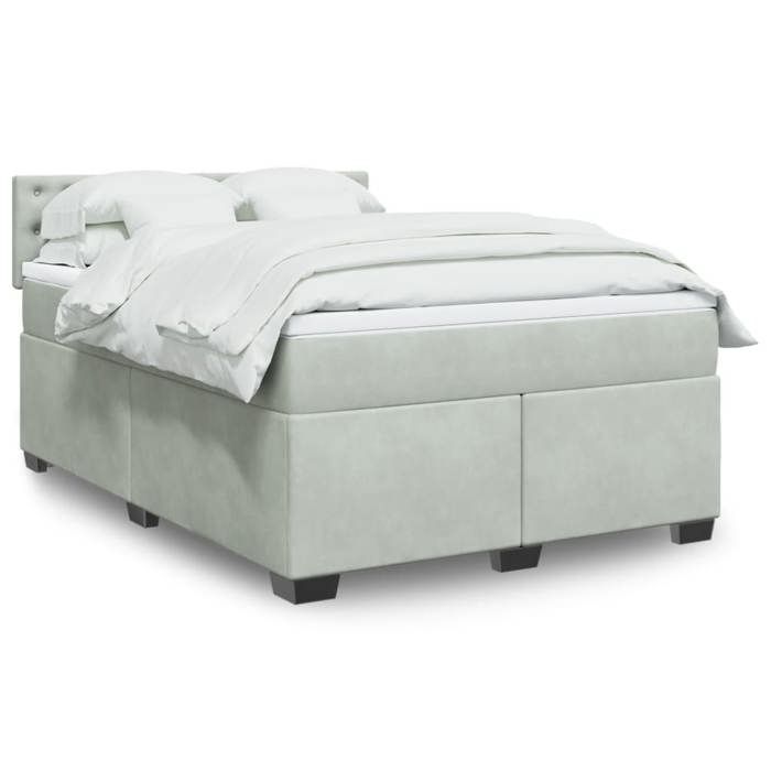 Maison Exclusive - Sommier à lattes de lit et matelas Gris clair 140x200cm Velours