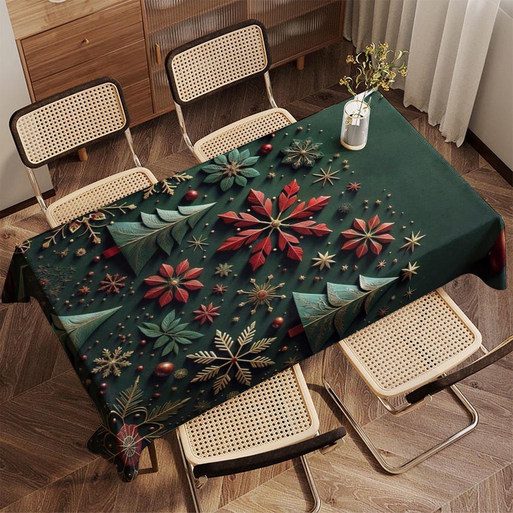 Christmas Floral Pattern Tablecloth Restaurant Kitchen Tablecloth Living Room Home Decoration Rectangular Party Decoration