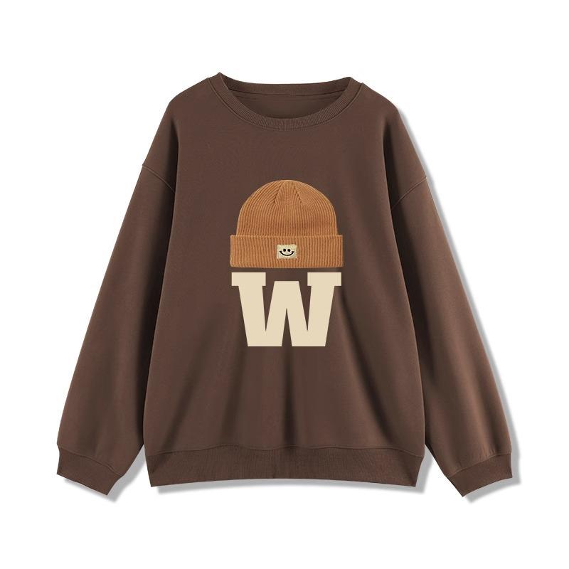 Outono e inverno gola redonda plus size solto feminino casais usam pulôver de manga comprida acolchoado