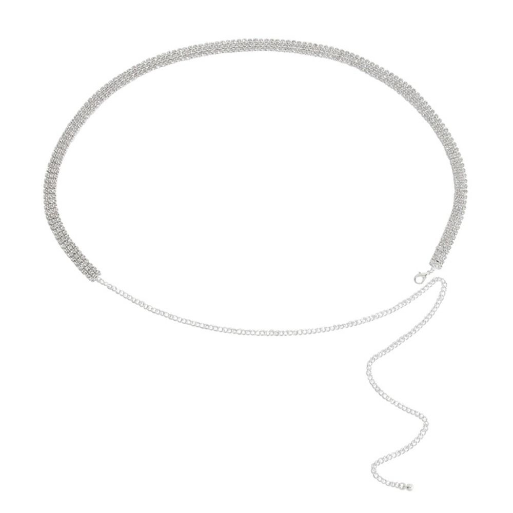 Bling Rhinestone Waistband Adjustable Crystal Waist Chain Elegant Zircon Inlaid Waist Belt  Bridal