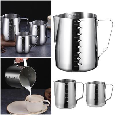 350/600/900ml Milk Frothing Jug Stainless Steel Coffee Milk Frothing Pitcher Jug with Scale Sharp Mouth Kitchen Cafe Accessories