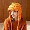 Neue Damen Herbst Winter Ohrklappen Strickwollmütze, Kordelzug Thermisch Warm Flieger Skimütze, Mode Vielseitig Outdoor Trooper Mütze