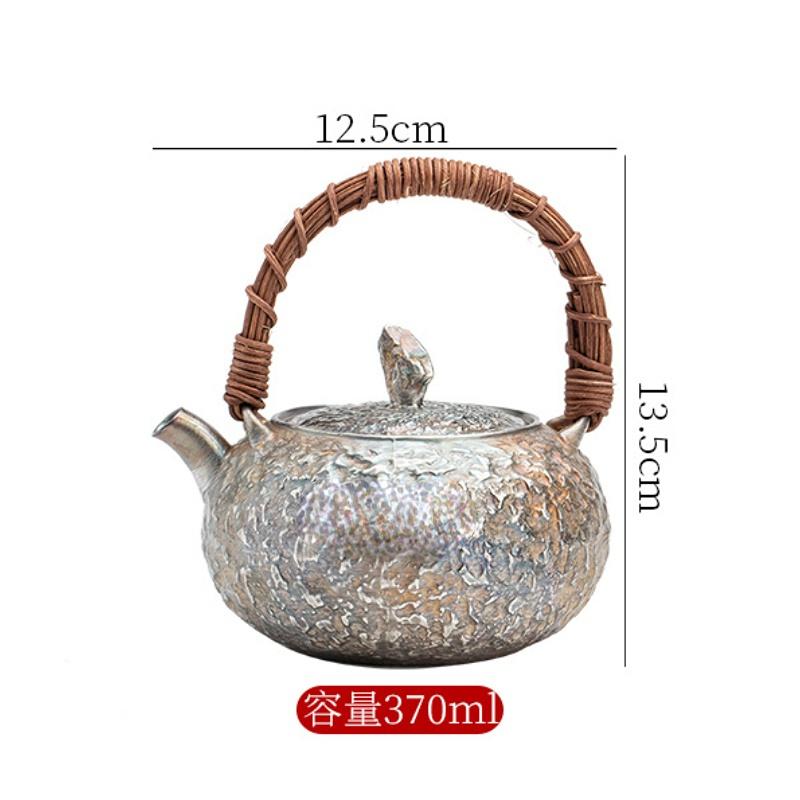 Ceramic Silver-plated Teapot 999 Sterling Silver Boiling Teapot Porcelain Gilt Health Tea Maker Kung Fu Tea Set Kettle