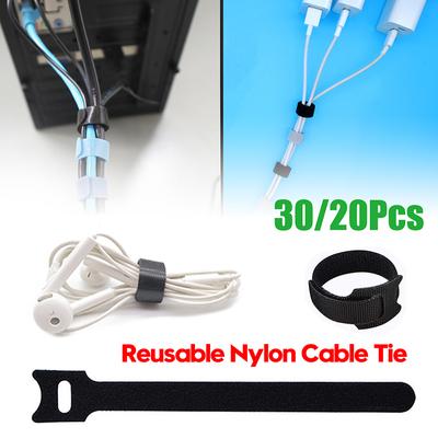 30 Stück/20 Stück lösbare Kabelbinder aus Kunststoff, Nylon, Hakenschlaufe, Reißverschluss, Bündelverschluss, Gurte, abnehmbarer T-Typ, Kabel-Organizer