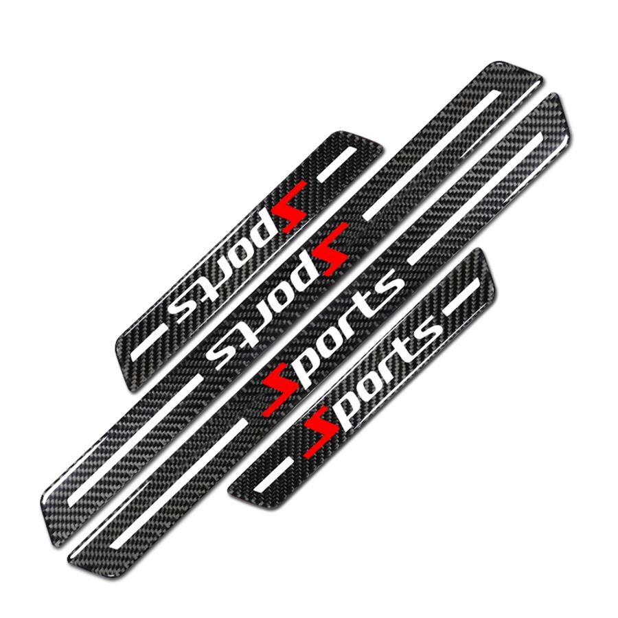 4x Universal Car Door Scuff Sill Cover Panel Step Protector Trim Carbon Fiber