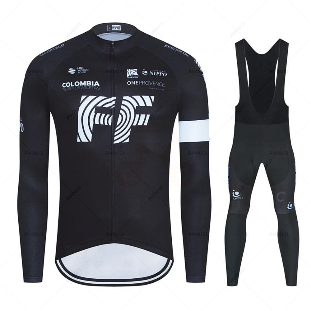 Cycling Jersey Set for Men, Bib Pants, Long Sleeve, Bicycle Clothing, MTB Bike Jersey, Uniform, Spring, Autumn, New