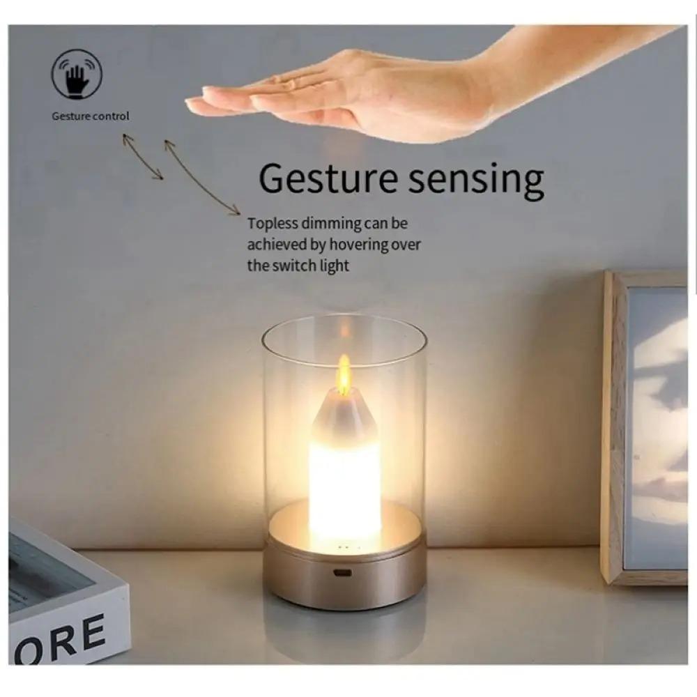 Sensor LED Candle with Rechargeable Night Light Flameless Wick Light Birthday Wedding Church Atmosphere Manual Mood Sensor Lamp