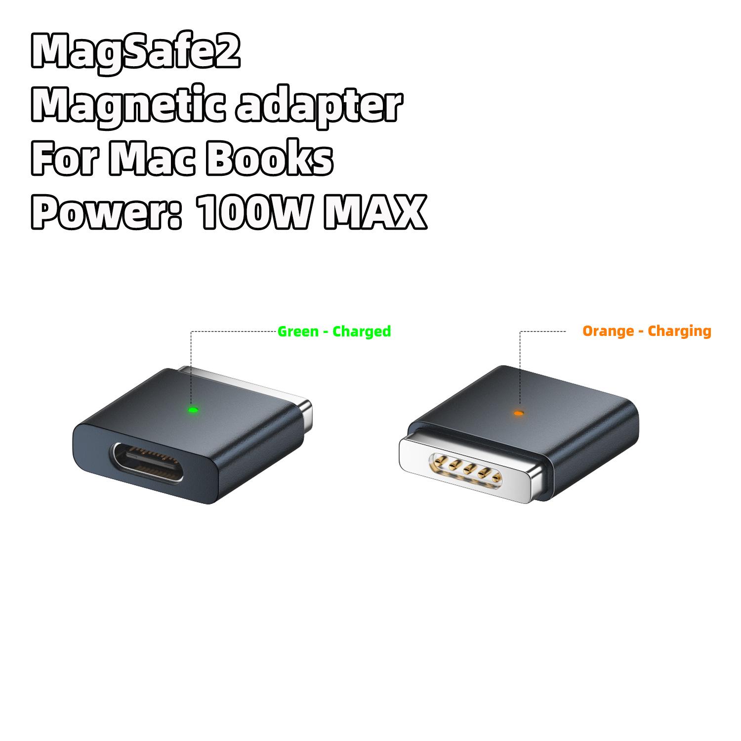 

USB-Ctomagsafe2 Magnetic Charging Adapter 100W Fast Charge Converter for MacBook Pro A1398/A1424/MC976/MD506/ME665/ME293/ME294